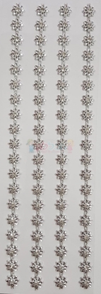 תמונה של מדבקות אבני קריסטל ארוך - פרחים כסף קטן מק"ט GM1103