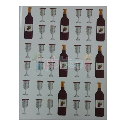 תמונה של מדבקות גביעים ובקבוקי יין 10 דף